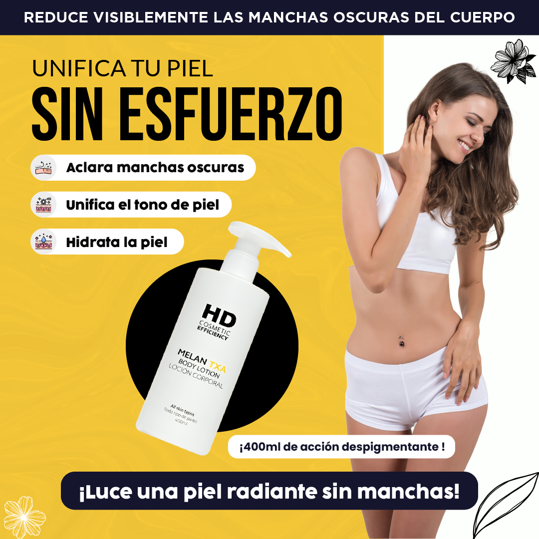 Melan Loción Corporal| Des pigmenta, Hidrata, Ilumina.
